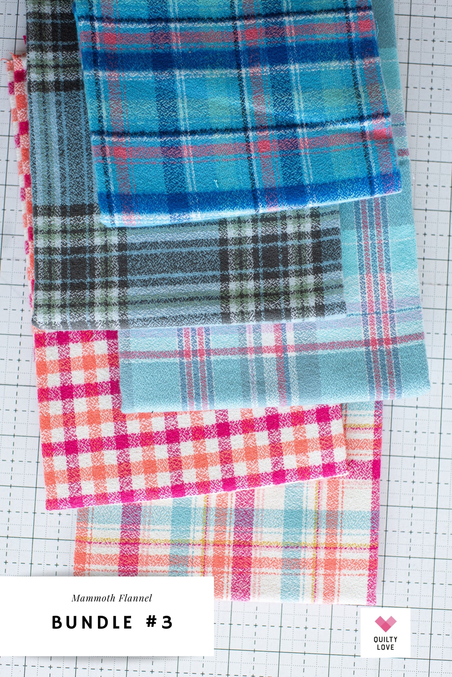 Fat Quarter bundle of Mammoth Junior Flannels - 5 Fat Quarters