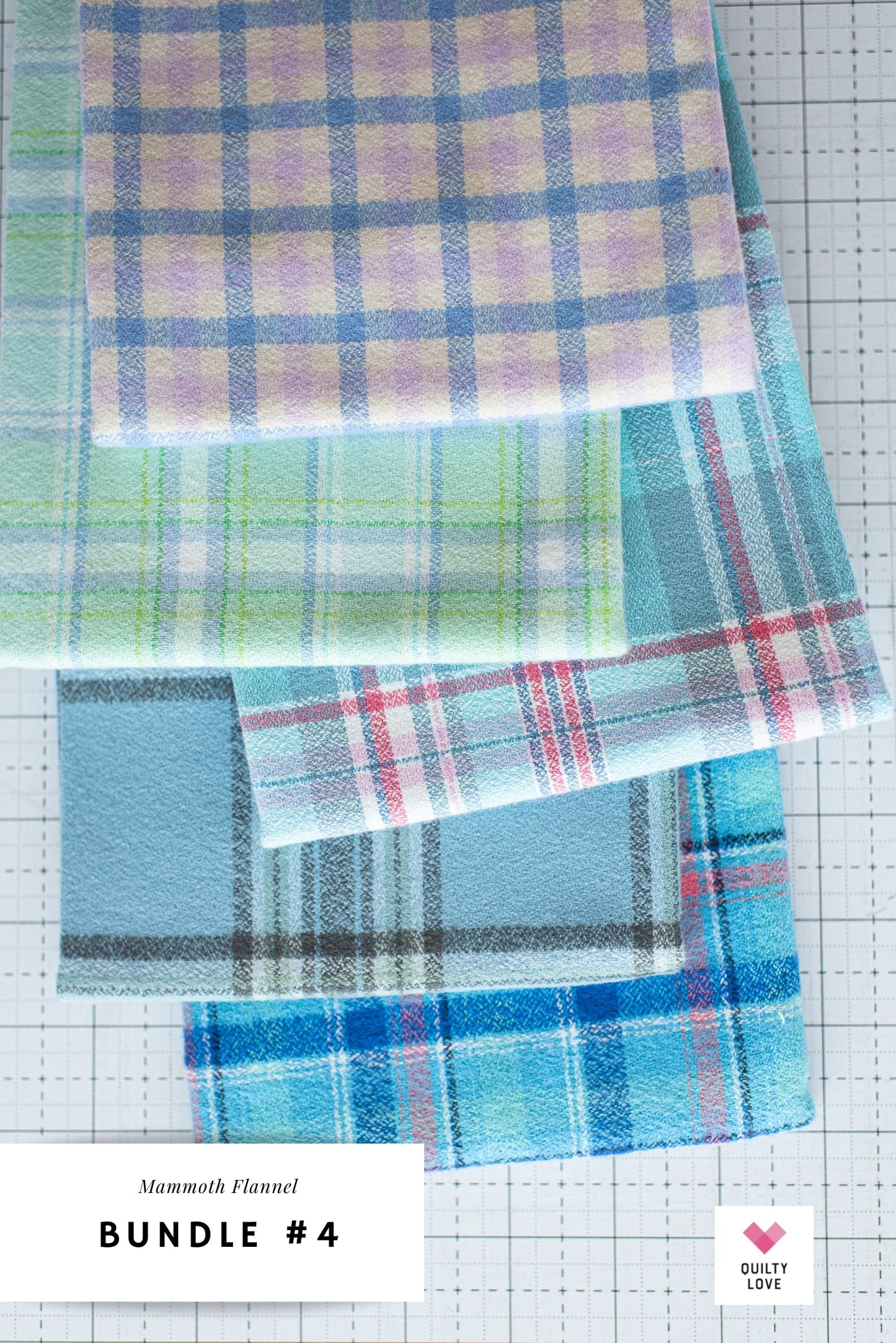 Fat Quarter bundle of Mammoth Junior Flannels - 5 Fat Quarters