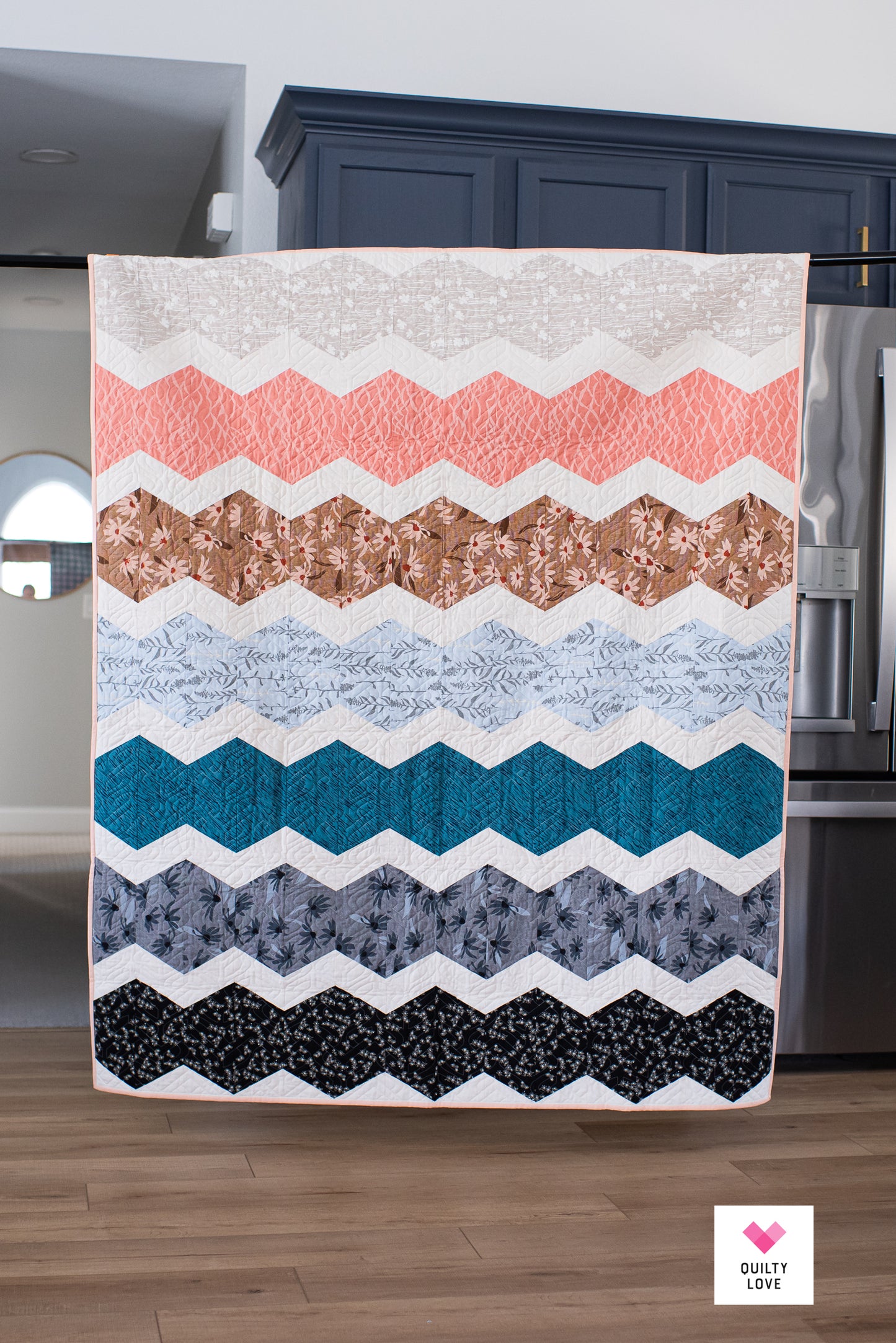 Hexie Pop Quilt - The Around the Bend one