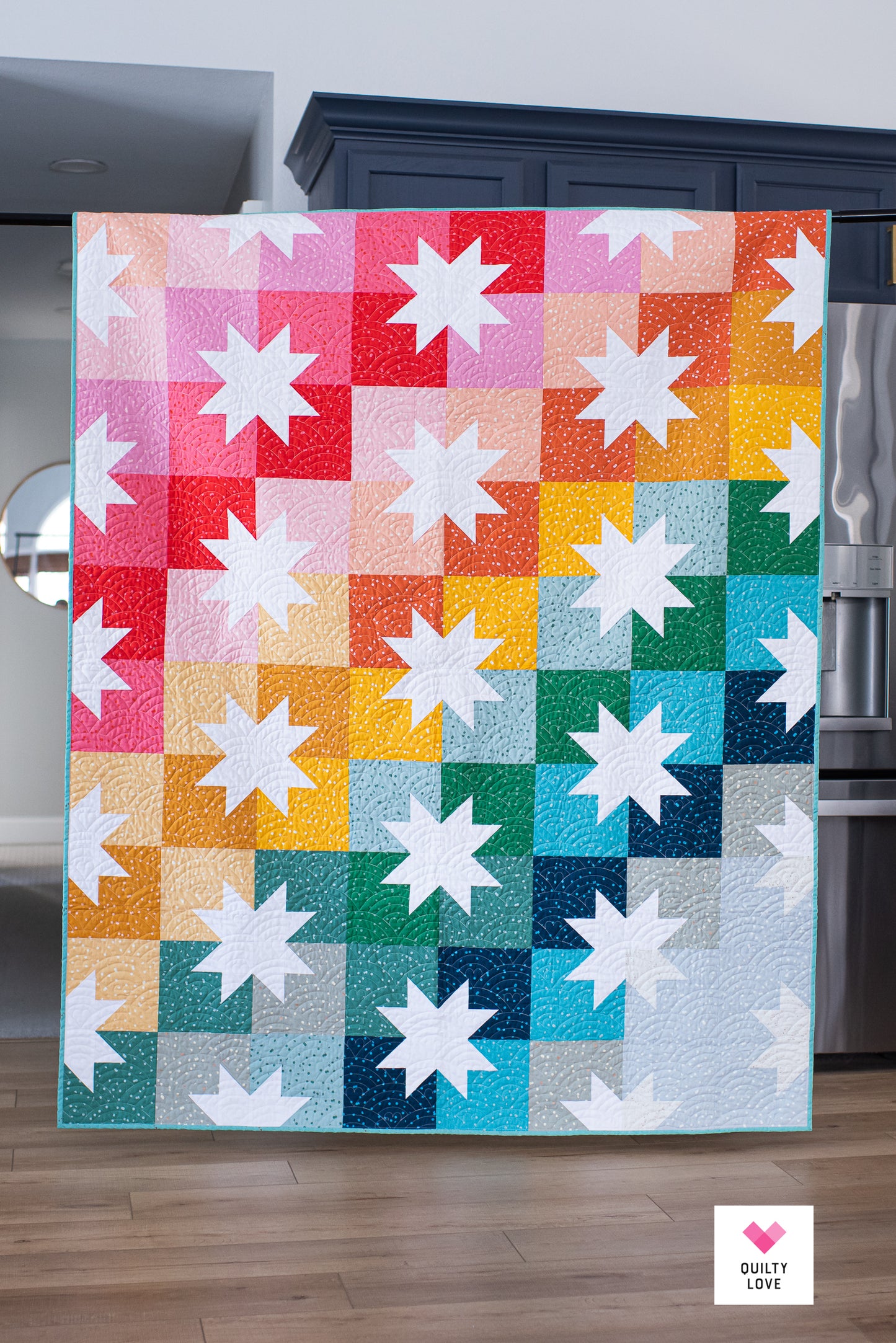 Star Pop II Quilt - The Hole Punch Dot rainbow one