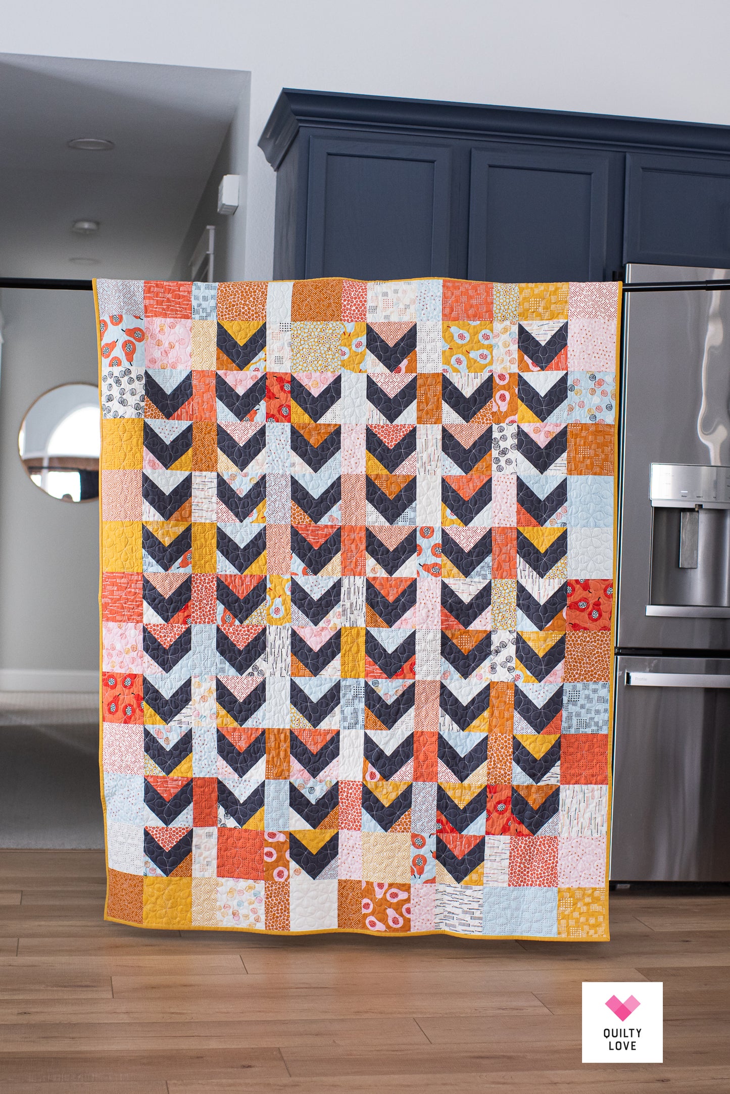 Scrappy Arrows Quilt - The Zen Chic One - Minky backing