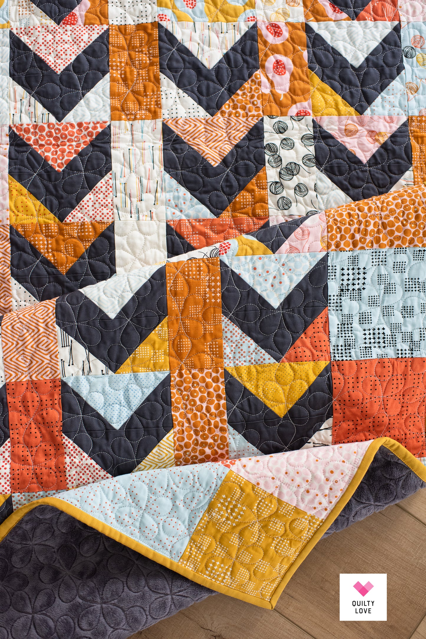 Scrappy Arrows Quilt - The Zen Chic One - Minky backing