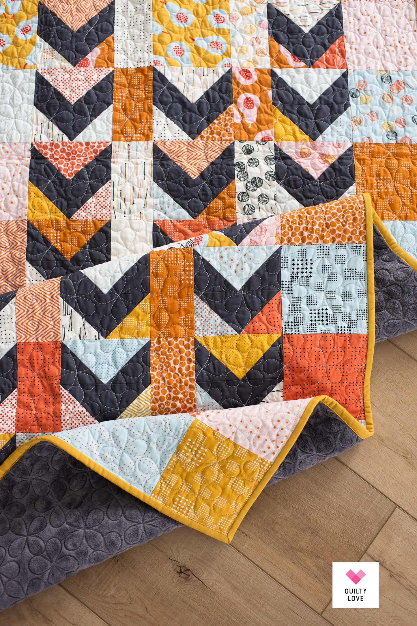 Scrappy Arrows Quilt - The Zen Chic One - Minky backing