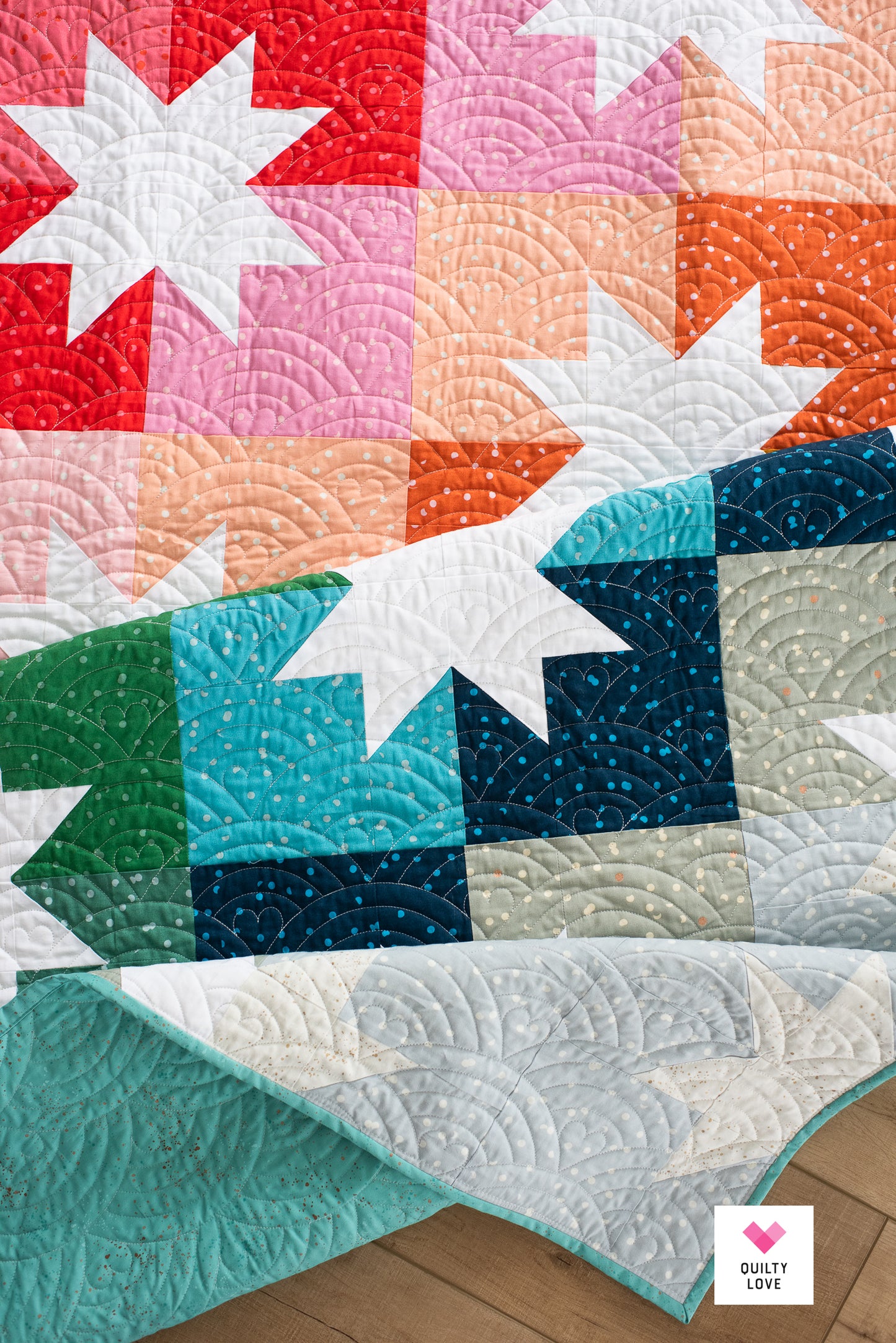 Star Pop II Quilt - The Hole Punch Dot rainbow one