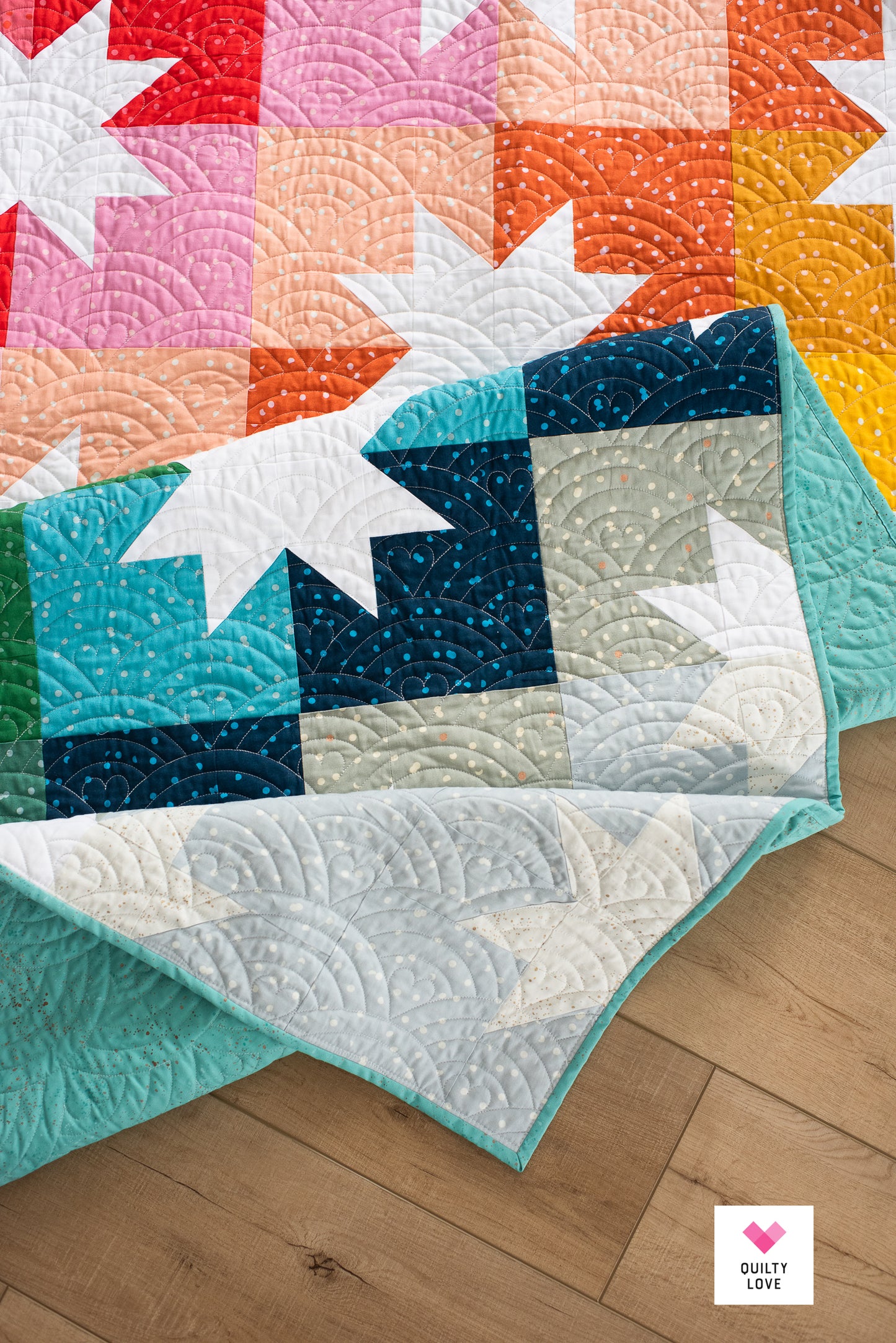 Star Pop II Quilt - The Hole Punch Dot rainbow one