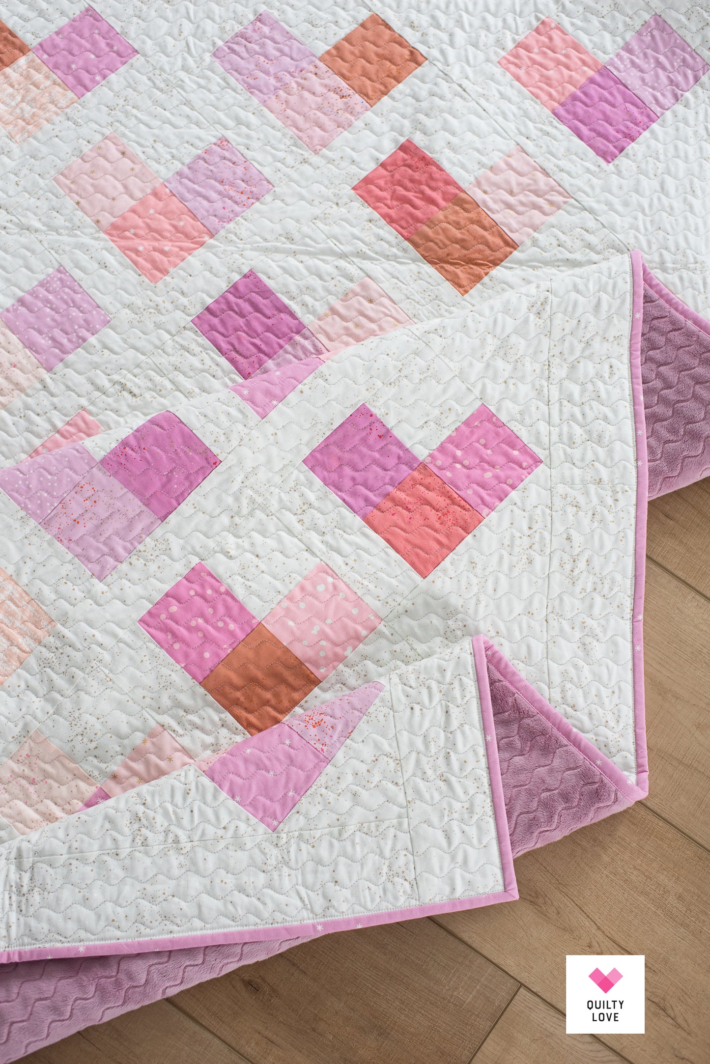 Quilty Hearts Quilt - The scrappy Ruby Star Society one - Minky backing