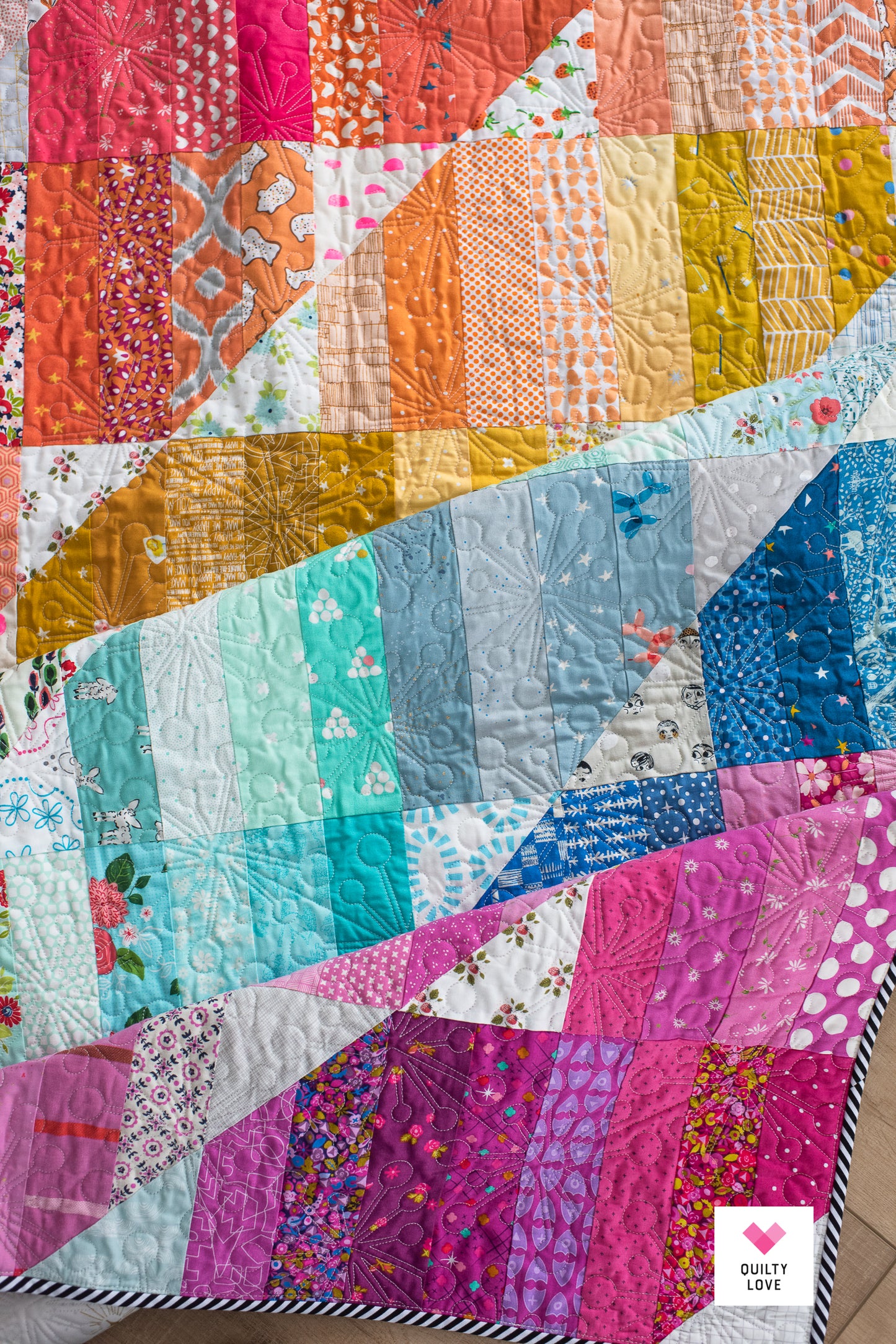 Happy Stripes Quilt - The scrappy rainbow one