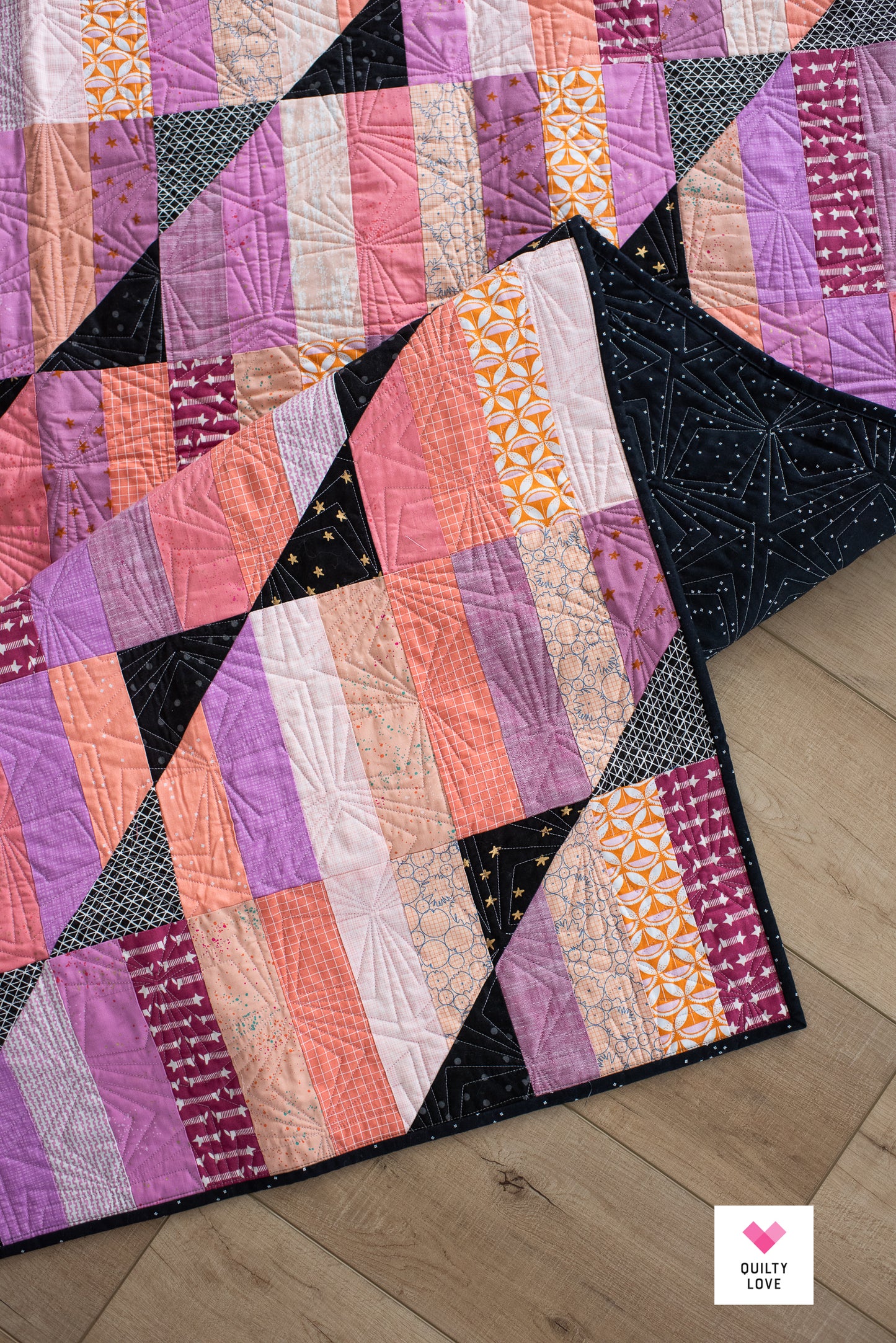 Happy Stripes Quilt - The Scrappy Peach/ Purple one