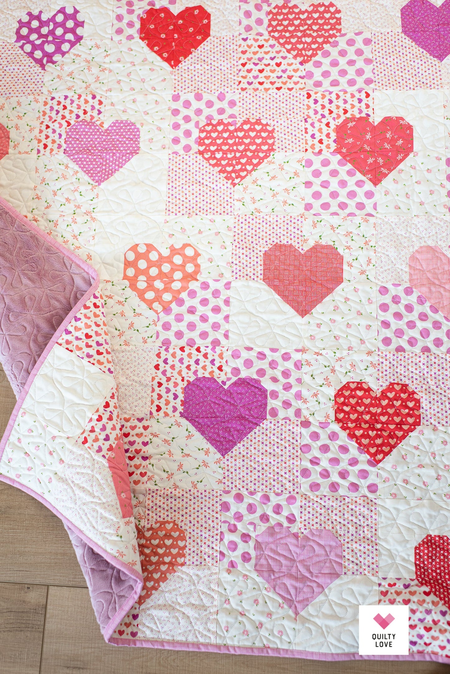 Patchwork Hearts PRINTED Quilt Pattern