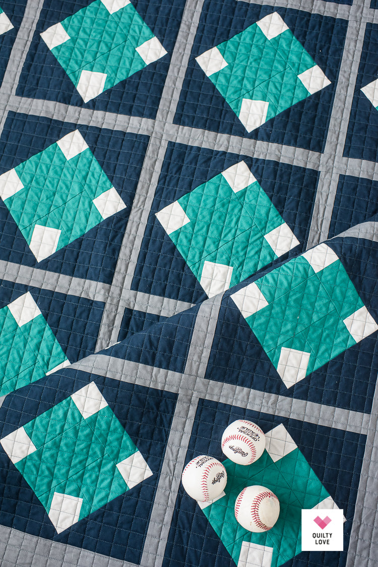 Home Run Baseball Quilt PAPER pattern Quilty Love