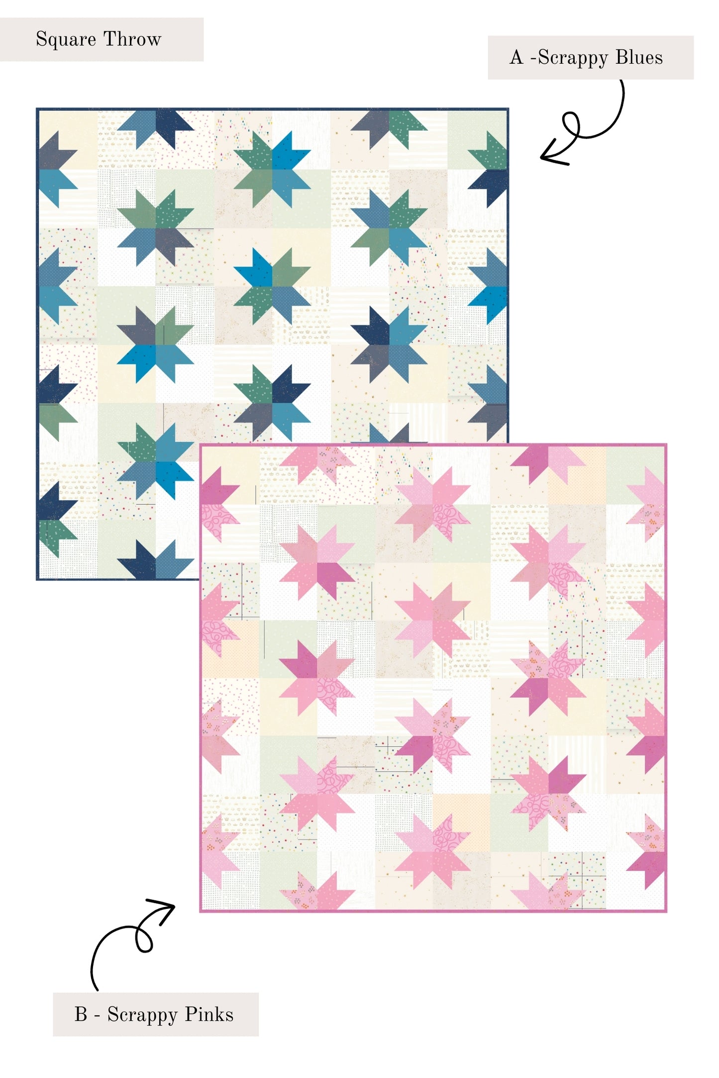Star Pop II quilt kit - Square throw - Scrappy